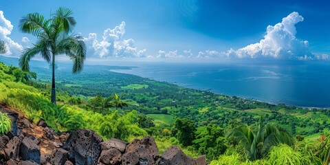 Sticker - Pico Cao Grande in Sao Tome Sao Tome and Principe skyline panoramic view