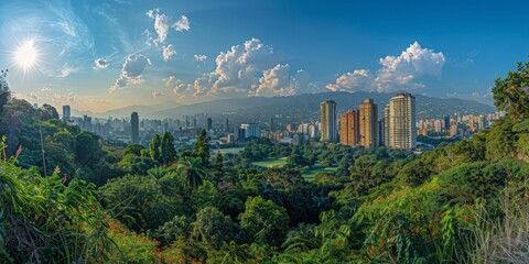 Poster - Parque del Este in Caracas Venezuela skyline panoramic view