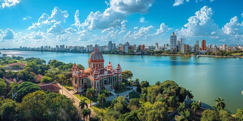 Panteon Nacional de los Heroes in Asuncion Paraguay skyline panoramic view