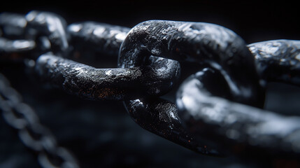 Poster - Close up of a heavy duty chain connecting something strong
