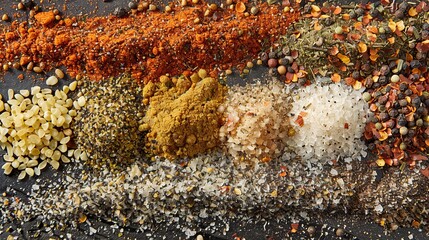 Aufkleber - An assortment of spices commonly used for grilling, including black pepper, garlic powder, paprika, and dried herbs. Generative AI