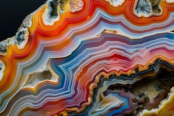 Wall Mural - The vibrant, swirling colors of a polished agate slice