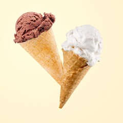 Canvas Print - Delicious sweet ice cream in cones