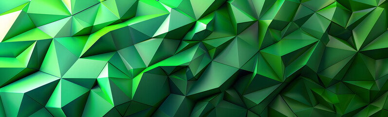 Wall Mural - Abstract green low poly background of triangles.