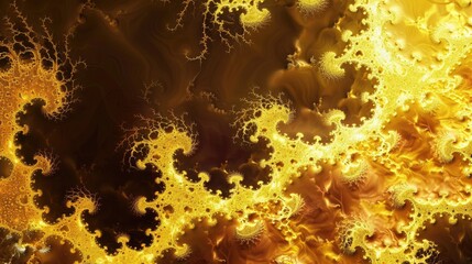 Wall Mural - Mandelbrot Fractal in Deep Yellow Tones Digital Art for Unique Graphic Design