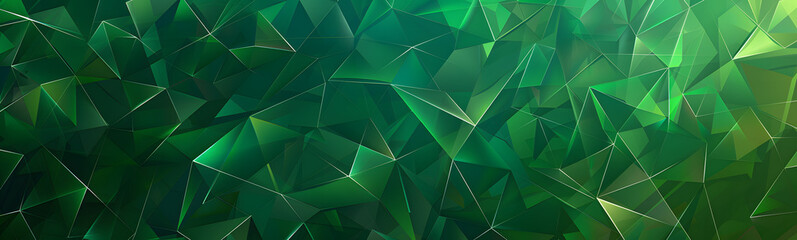 Wall Mural - Abstract green low poly background of triangles.