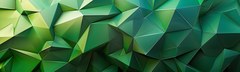 Wall Mural - Abstract green low poly background of triangles.