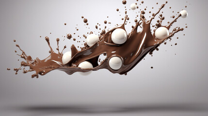 Wall Mural - Tempting Chocolate Splash in 3D - Rich Cocoa Indulgence Conceptual Artwork for Food Advertisement or Background Design