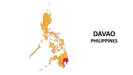 Poster - Davao Map in Philippines. Vector Map of Philippines. Regions map of Philippines.