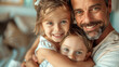 © MikeLegend - Man and two little girls hugging each other