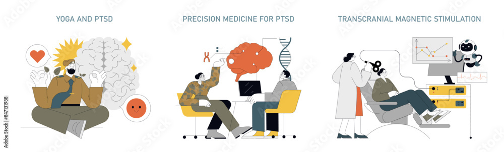 PTSD Prevention in First Responders. Flat Vector Illustration Stock ...