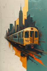 Wall Mural -  Collage of abstract travel posters with famous landmarks