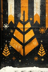 Wall Mural -  Collage of abstract winter nights with snowflakes and stars