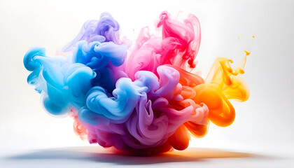 Vibrant and Colorful Smoke and Gases Isolated on a  white Background
