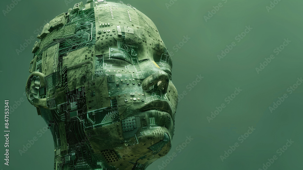 Human Body Computer Head Realistic Artificial intelligence. Computer mind connections head ...