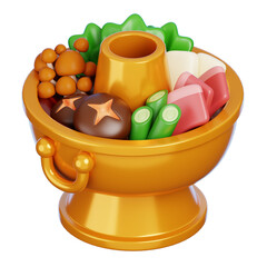 Chinese hot pot isolated. Gourmet delicious food icon. 3d rendering.