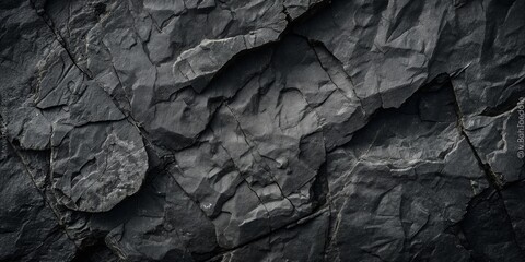 Textured Black Rock Surface with Glittering Mineral Deposits Evoking Raw Natural Beauty