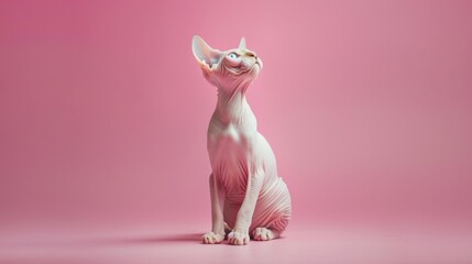 Wall Mural - A sphy cat sitting on a pink surface