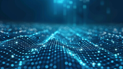 Abstract digital technology futuristic big data blue background, Cyber nano information communication, innovation future tech data.