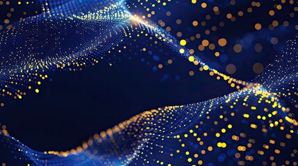digital data technology with binary code and a network of digital particles on a dark blue backdrop, conveying a futuristic cyberspace concept for web design or cyber security. SEAMLESS PATTERN