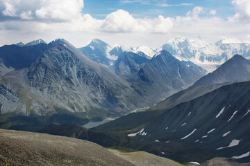 Wall Mural - Beluha Mountain view from the pass Karaturek. Altai, Russia