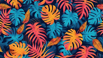 Colorful tropical leaf pattern.