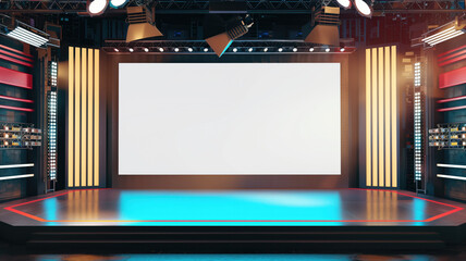 Television studio, Studio news with a large screen, Tv news studio Generative AI