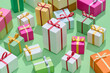 © Marc Tran/Stocksy - Minimal composition background of colored gift boxes