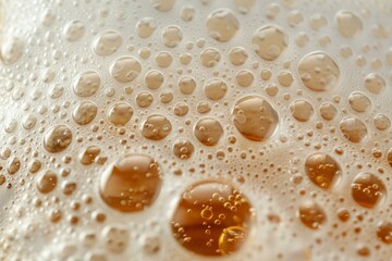 Wall Mural - Close up of beer bubbles creating abstract pattern in glass