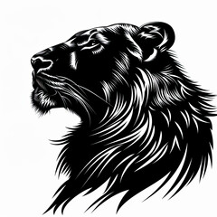 Wall Mural - A black and white drawing of a lion 's head