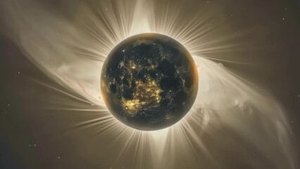 Canvas Print - Large planet with bright light shining on it