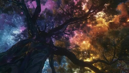 Wall Mural - tree with rainbow colored trunk and leaves