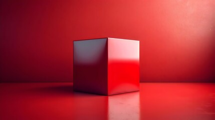 A red box is sitting on a red wall