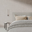 © Oleksandr Shcherban/Stocksy - Close up of bed and bedside table in modern bedroom interior, 3d