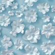 © jessie z - White on Blue Flowers in a Ceramic or 3d Acrylic Paint Style in a seamless pattern