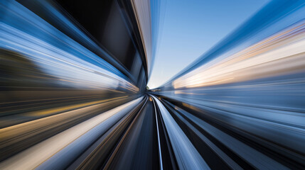 high speed motion blur abstract train tracks perspective