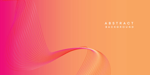 Wall Mural - Abstract orange, pink, yellow digital future technology geometric flowing line background. Red, orange, purple gradient smooth wave lines web banner background for cover, flyer, header, website