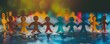 © GreenOptix - paper people of all colors holding hands, side view, selective focus, bokeh
