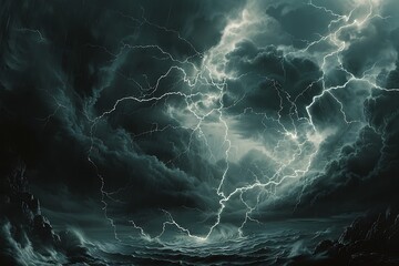 Wall Mural - A requiem's marcato visualized as the bold strokes of lightning during a tempest