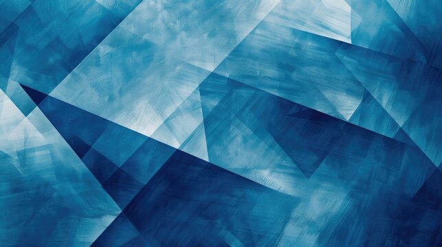 Blue abstract background with layered triangles and rectangles in modern art style