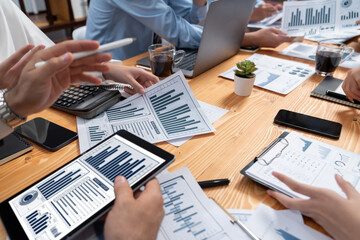 Poster - financial data analysis dashboard by fintech bi or business intelligence display on laptop screen to