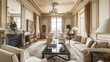 © sania - Luxurious Parisian apartment with gilded molding, antiques and marble fireplace