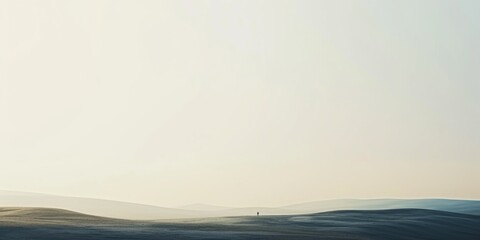 An image of beautiful minimalistic desert landscape with blue sky and white cloud. An abstract picture of desert surrounded by mountain of sand or sand hill and blue sky. Panorama concept. AIG42.