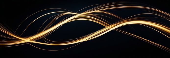 Poster - Light lines and waves, long exposure. Abstract background. Banner, poster. With copy space