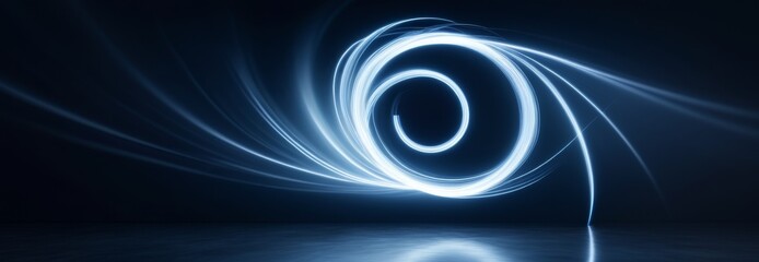 Poster - Light lines and waves, long exposure. Abstract background. Banner, poster. With copy space