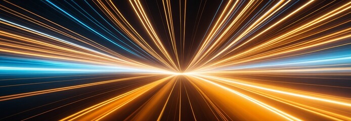 Poster - Light lines and waves, long exposure. Abstract background. Banner, poster. With copy space