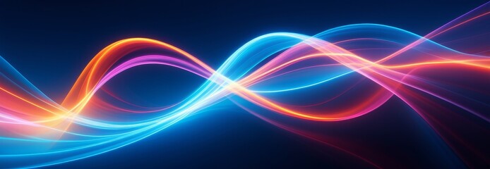 Poster - Light lines and waves, long exposure. Abstract background. Banner, poster. With copy space
