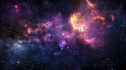 Wall Mural - a star-studded nebula with an array of colorful cosmic clouds in space
