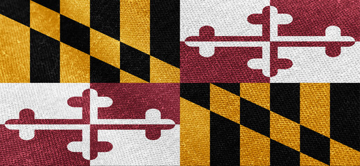 Wall Mural - Maryland U.S. State flag, cotton fabric material wide flag wallpaper, Textured national flag of Maryland U.S. State for graphic and web design purposes.