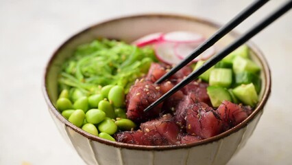 Poster - hawaiian tuna poke rice bowl